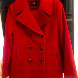 London Fog Wool Pea Coat Red Size M